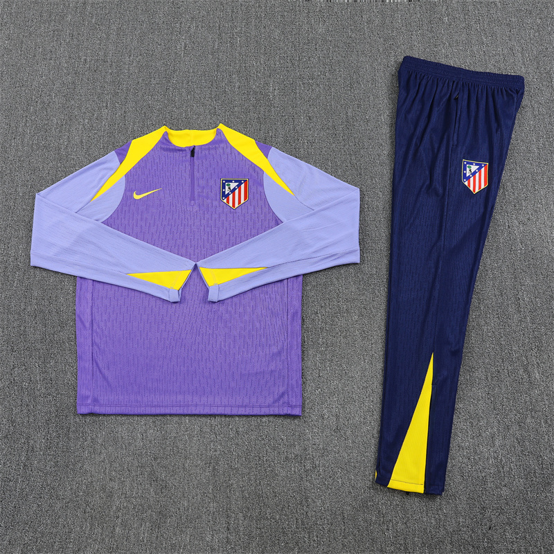 Player version 24-25 ATM purple with yellow stripe half zipper sweater tracksuit