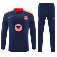 Player version 24-25 Bar navy blue with pink stripe half zipper sweater tracksuit