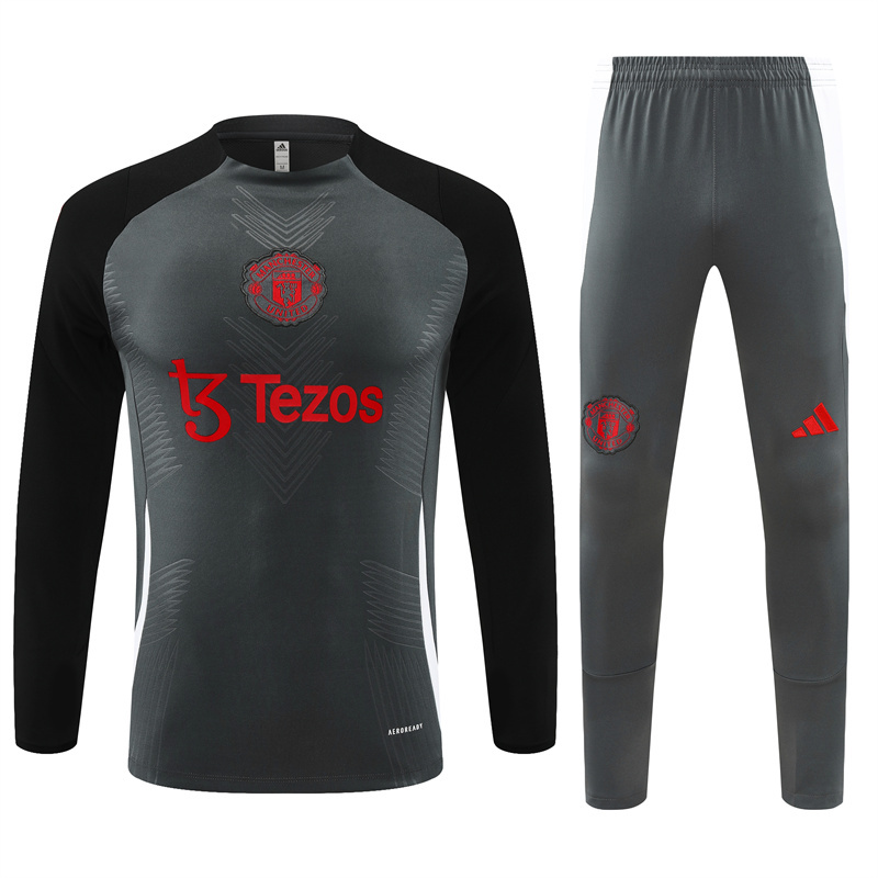 005-258 Player version 24-25 Manud dark gray with black round collar training tracksuit