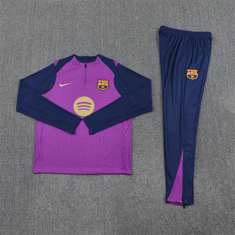 Player version 25-26 Bar purple with navy blue stripe half zipper sweater tracksuit