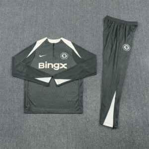 Player version 25-26 Chelsea army green with beige stripe half zipper sweater tracksuit - Image 5