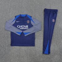 Player version 25-26 PS G navy blue with gray arm half zipper sweater tracksuit