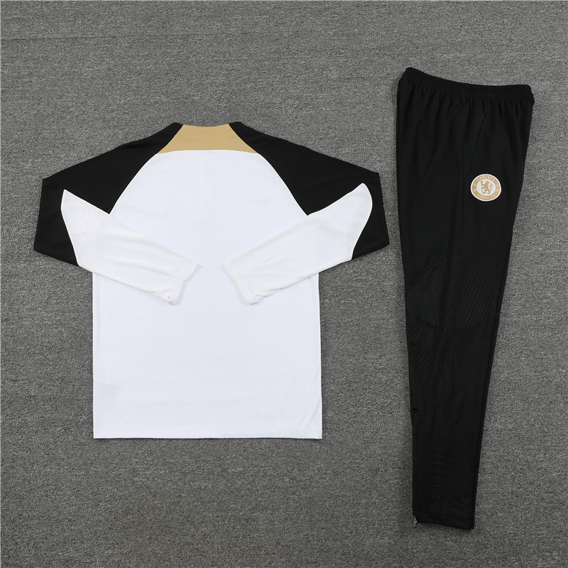 fans version 23-24 Chelsea white with black half zipper training tracksuit