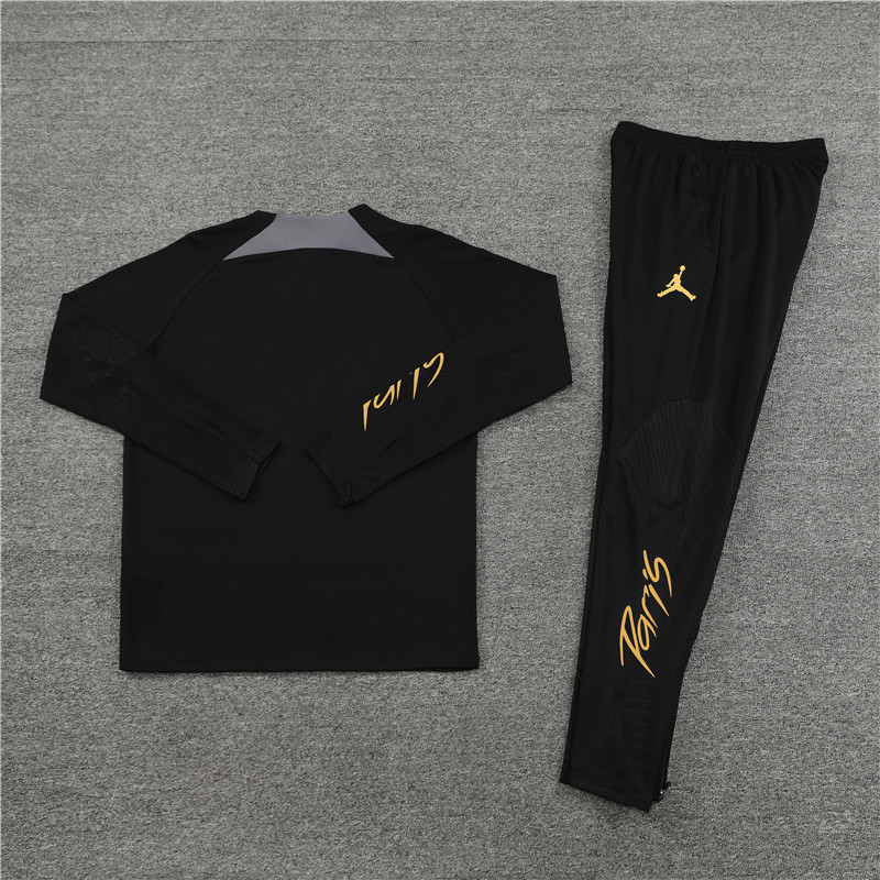 fans version 23-24 PS G Jrdan black with gray half zipper training tracksuit