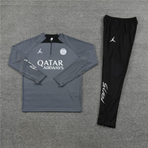 fans version 23-24 PS G dark gray half zipper sweater tracksuit - Image 5