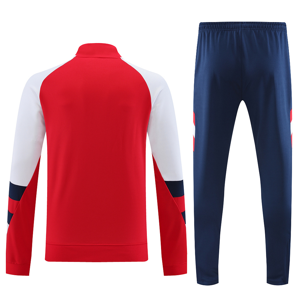 23-24 Arsenal red with white and blue stripe half zipper sweater tracksuit