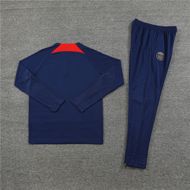 005-280 fans version 23-24 PS G navy blue with red half zipper sweater tracksuit