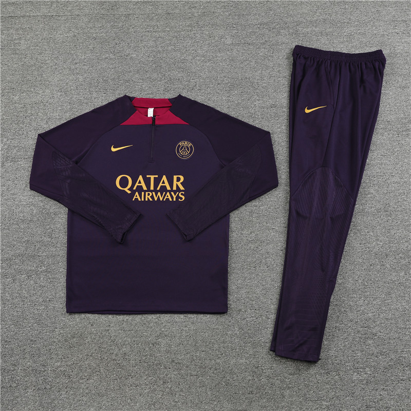 fans version 23-24 PS G purple half zipper sweater tracksuit