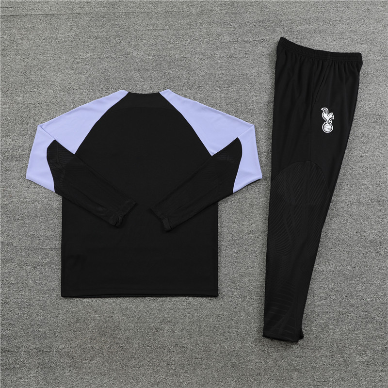 fans version 23-24 Tottenham black with purple half zipper sweater tracksuit