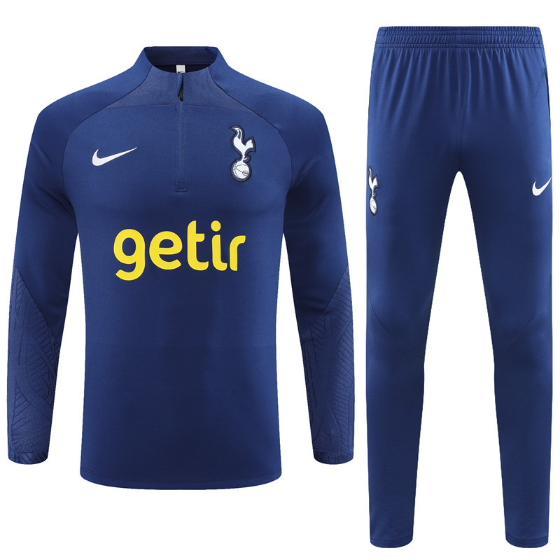 fans version 23-24 Tottenham navy blue half zipper sweater tracksuit