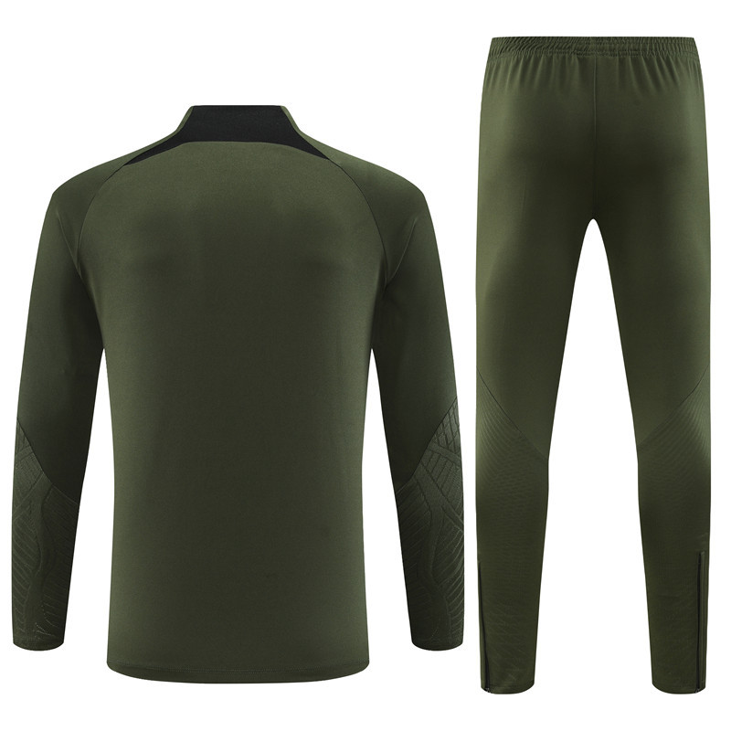 005-29 23-24 Bar army green half zipper sweater tracksuit