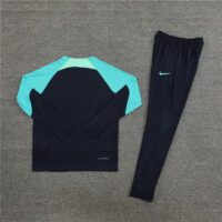 player version 23-24 Bar navy blue with lake blue half zipper training tracksuit