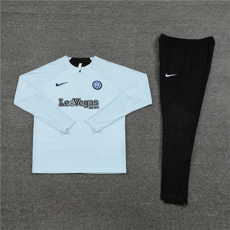 player version 23-24 Inter light blue half zipper sweater tracksuit