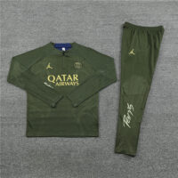 player version 23-24 PS G Jrdan army green half zipper sweater tracksuit