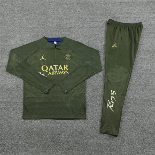 player version 23-24 PS G Jrdan army green half zipper sweater tracksuit - Image 5