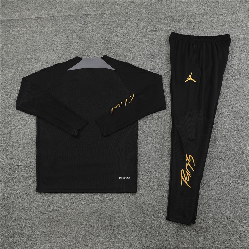 player version 23-24 PS G Jrdan black with gray half zipper training tracksuit