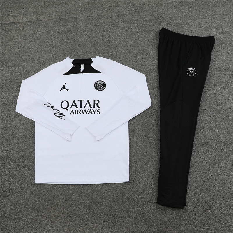 005-297 player version 23-24 PS G Jrdan white with black half zipper training tracksuit