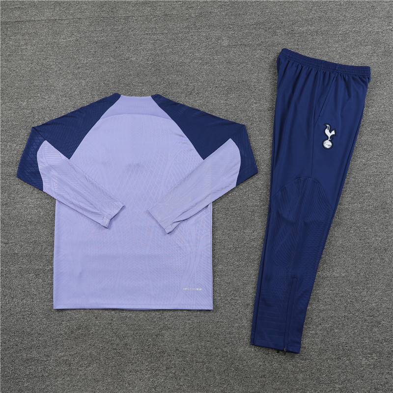 player version 23-24 Tottenham light purple with navy blue half zipper sweater tracksuit