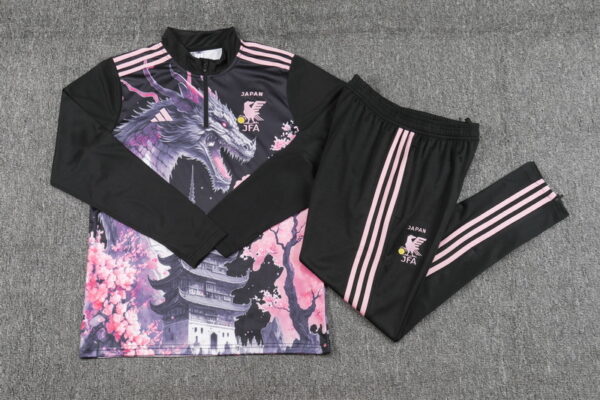 2024 Japan black with pink dragon half zipper training tracksuit - Image 5
