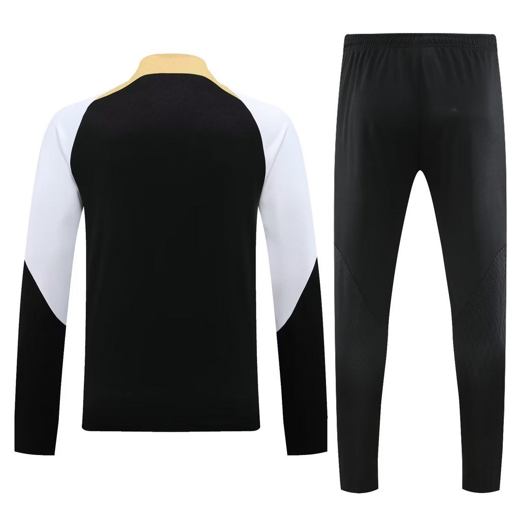005-3 23-24 Chelsea black with white half zipper training tracksuit