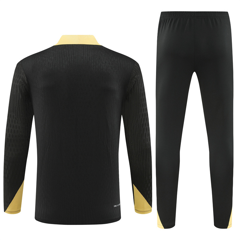 player version 24-25 Bar black with gold half zipper training tracksuit