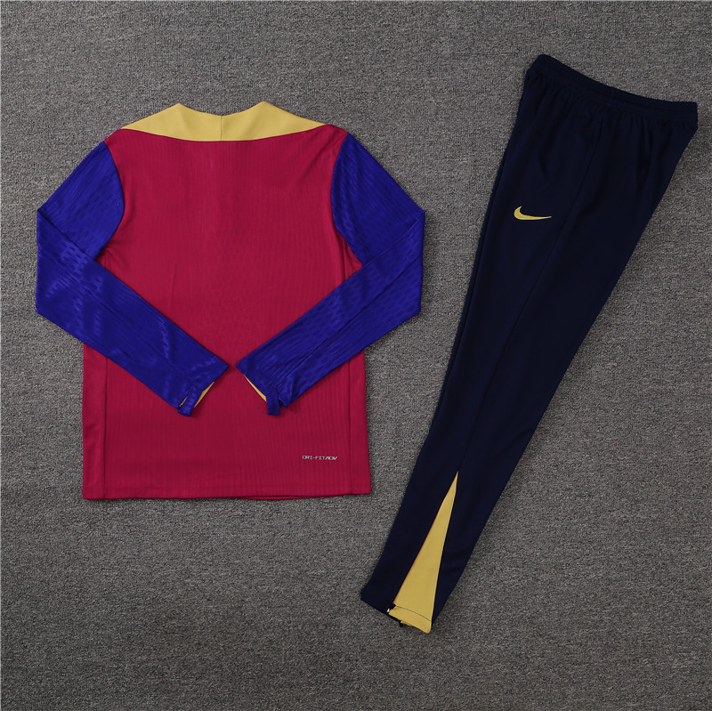 player version 24-25 Bar dark red with blue half zipper training tracksuit