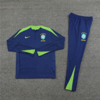 player version 24-25 Brazil color blue with green half zipper training tracksuit