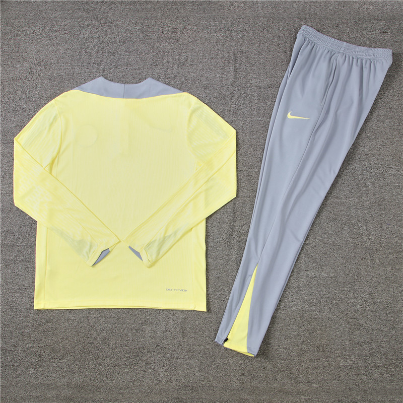 player version 24-25 CA light yellow with gray half zipper training tracksuit
