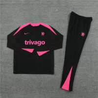 005-318 player version 24-25 Chelsea black with pink half zipper training tracksuit