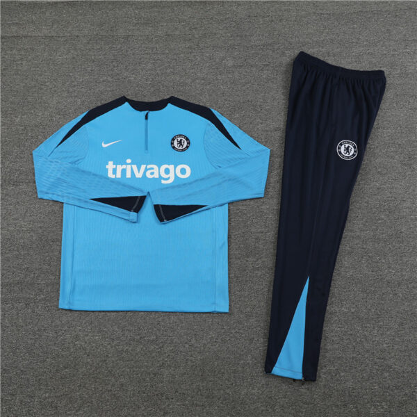player version 24-25 Chelsea light blue with navy blue half zipper training tracksuit - Image 5