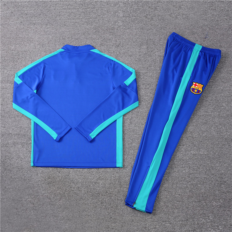 005-32 23-24 Bar color blue with lake blue stripe half zipper sweater tracksuit