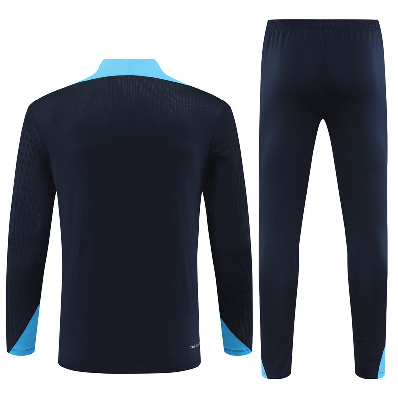 005-320 player version 24-25 Chelsea navy blue with light blue half zipper training tracksuit