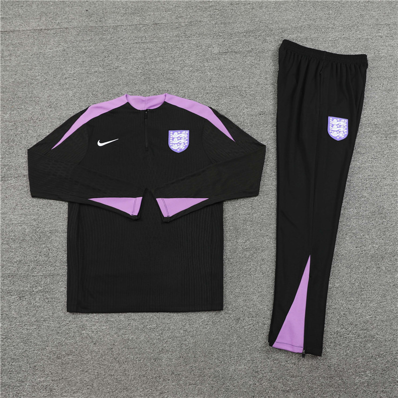 player version 24-25 England black with purple half zipper training tracksuit