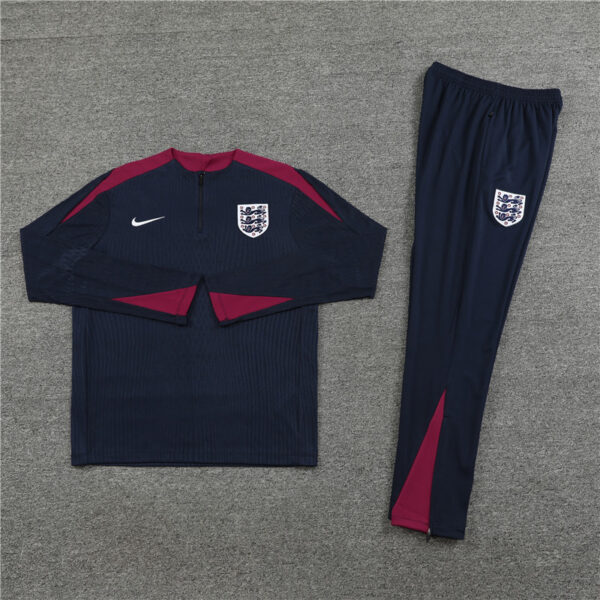 player version 24-25 England navy blue with red half zipper training tracksuit - Image 5