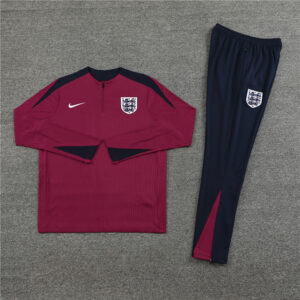 player version 24-25 England red with navy blue half zipper training tracksuit - Image 5