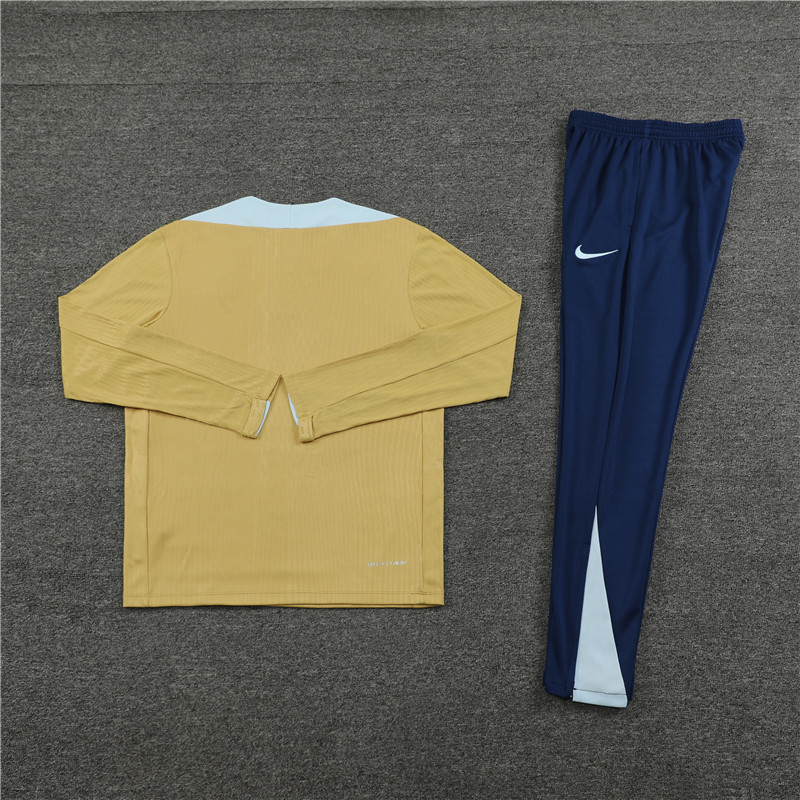 player version 24-25 France gold with white half zipper training tracksuit