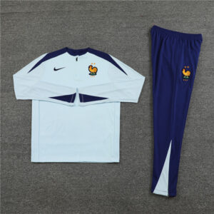 player version 24-25 France light blue with navy blue half zipper training tracksuit - Image 5
