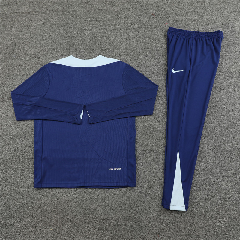 player version 24-25 France navy blue with light blue half zipper training tracksuit