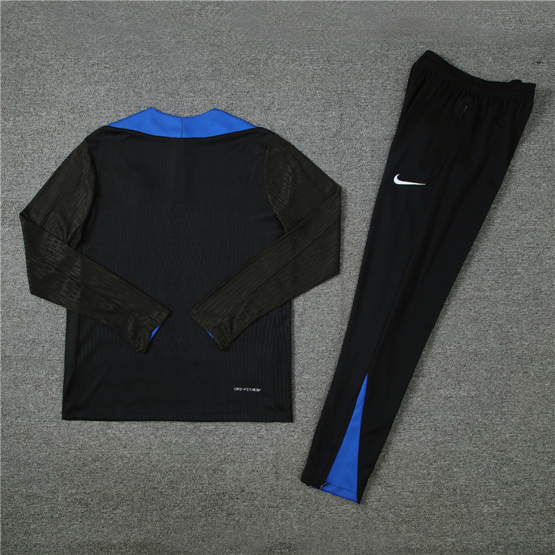 player version 24-25 Inter black with blue half zipper training tracksuit