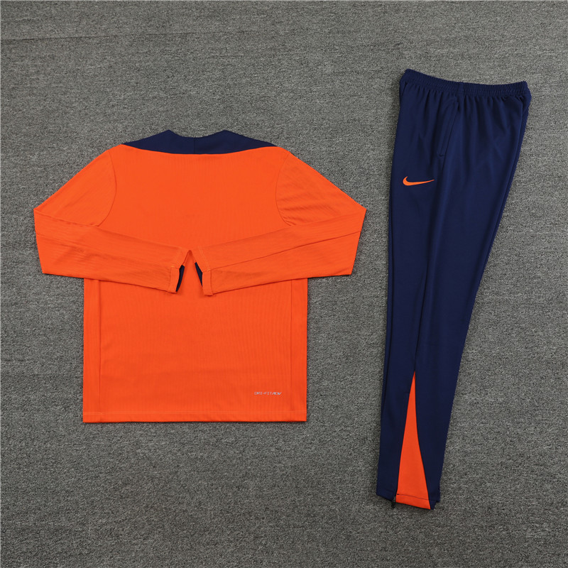 player version 24-25 Netherlands orange with navy blue half zipper training tracksuit