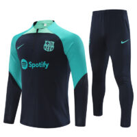 23-24 Bar navy blue with lake blue half zipper training tracksuit