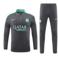 player version 24-25 PS G dark gray with light green half zipper training tracksuit