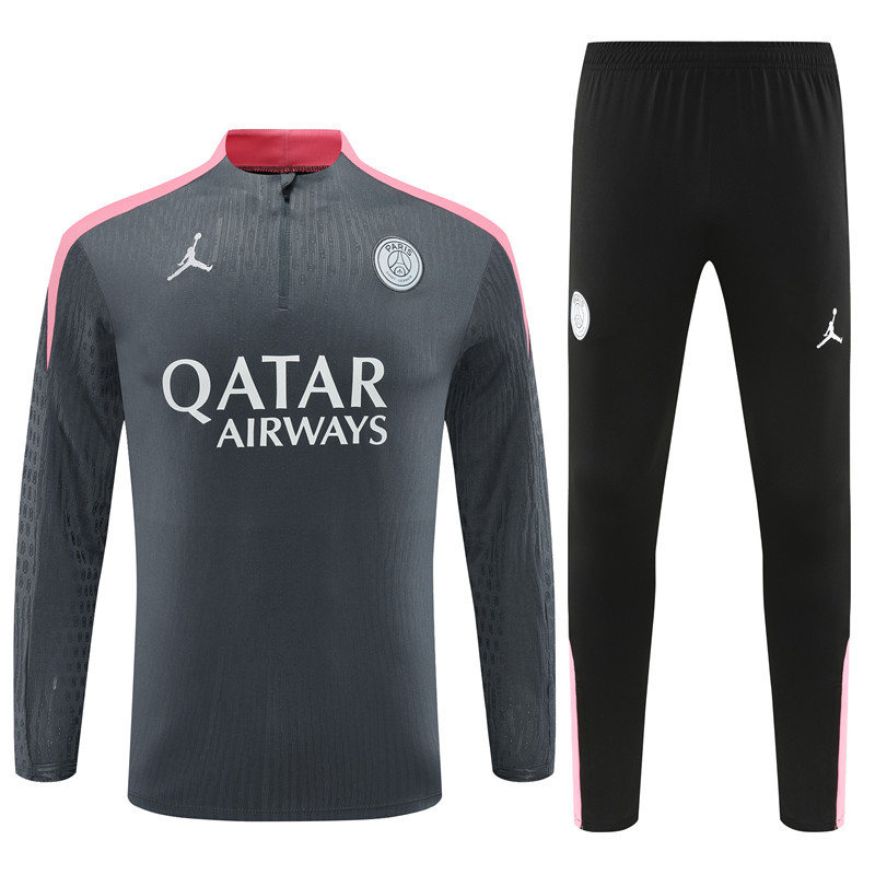 player version 24-25 PS G dark gray with pink half zipper training tracksuit