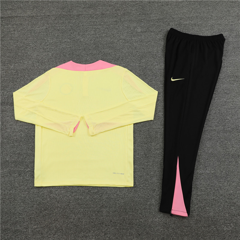 player version 24-25 PS G light yellow with pink half zipper training tracksuit