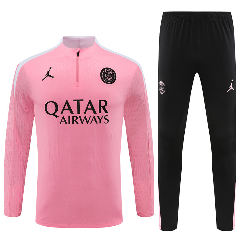 player version 24-25 PS G pink with white half zipper training tracksuit