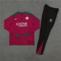 player version 24-25 PS G red with green stripe half zipper training tracksuit