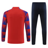 005-35 23-24 Bar red with blue half zipper sweater tracksuit