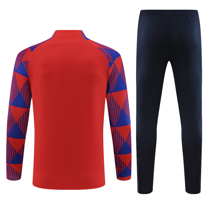 005-35 23-24 Bar red with blue half zipper sweater tracksuit