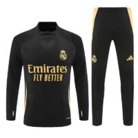 005-352 player version 24-25 Real Madrid black with yellow pullover training tracksuit