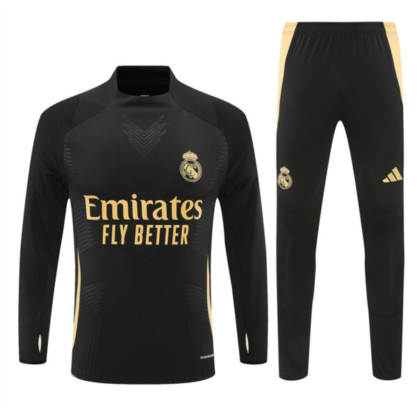 player version 24-25 Real Madrid black with yellow pullover training tracksuit - Image 5